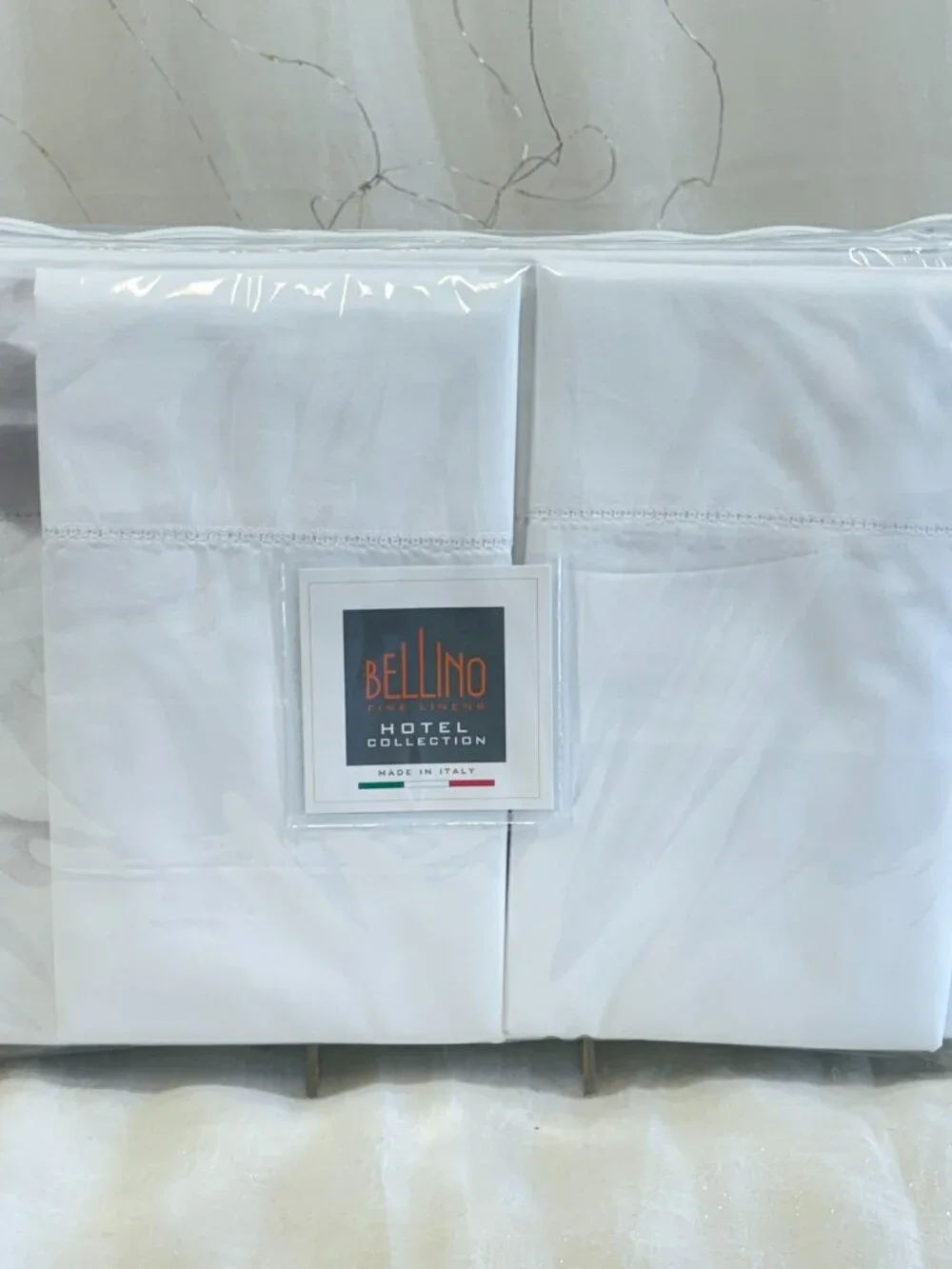 Bellino Hotel Collection HEMSTITCH Queen Sheet Set Cotton Made In Italy White